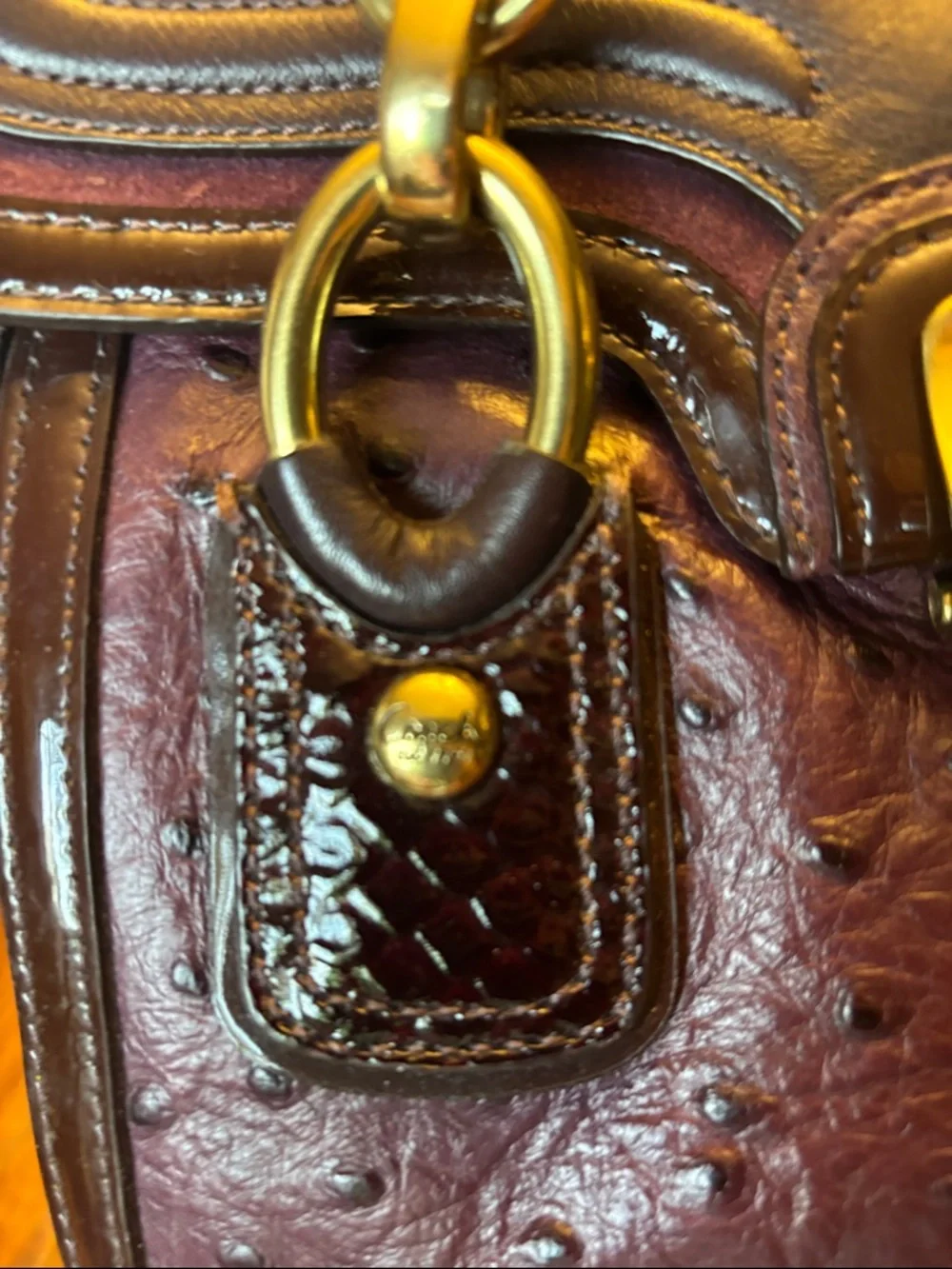 Coach Kristin Elevated Ostrich Embossed Satchel Plum 18232 - Picture 6 of 14